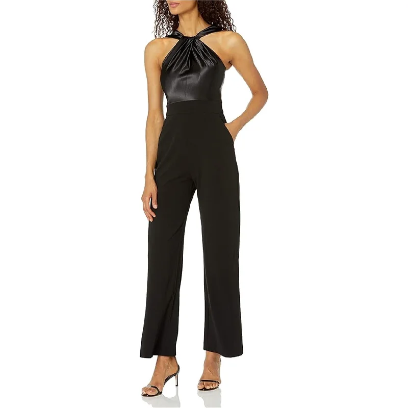 Leisure Travel Eliza J Womens Twist Neck Jumpsuit, Black, 8