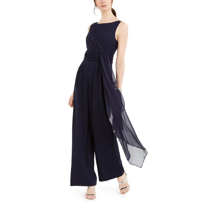 Comfortable Fashion Eliza J Womens Chiffon-Drape Jumpsuit, Blue, 2