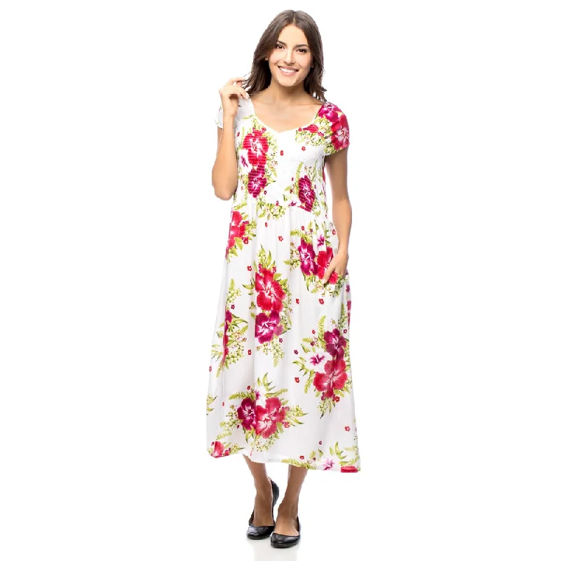 Luxury And Elegant La Cera Women's Smocked Bodice Sleeveless Sundress