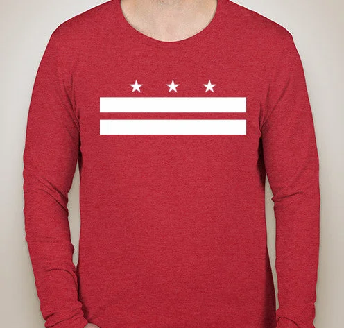 Effortless Comfort Vintage Red DC Flag Tri-Blend Long Sleeve