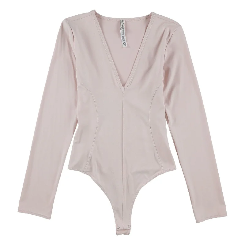 Simple research Free People Womens Super-Soft Deep Bodysuit Jumpsuit, Pink, Large