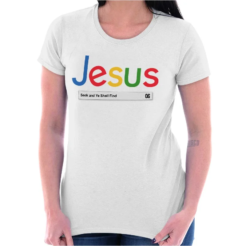 Basic Version Jesus Seeking Answers Ladies T Shirt