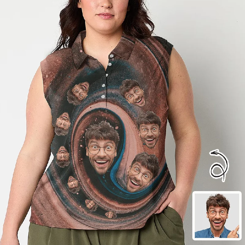 Breathable Style Custom Face Polo Sleeveless Tank Tops Personalized Retro Brown Tank Top