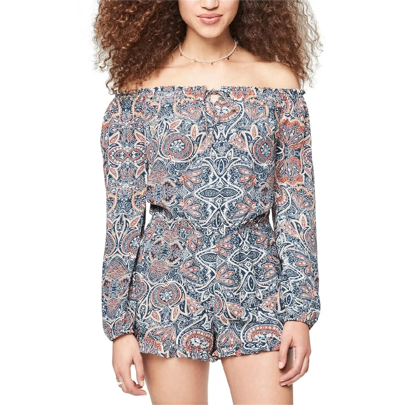 Classic style Aeropostale Womens Printed Romper Jumpsuit, Blue, Small
