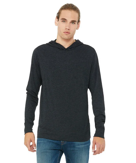 Cozy Layers 3512 - Bella + Canvas Unisex Jersey Long-Sleeve Hooded T-Shirt | Charcoal Black Triblend Cozy Layers 3512 - Bella + Canvas Unisex Jersey Long-Sleeve Hooded T-Shirt | Charcoal Black Triblend