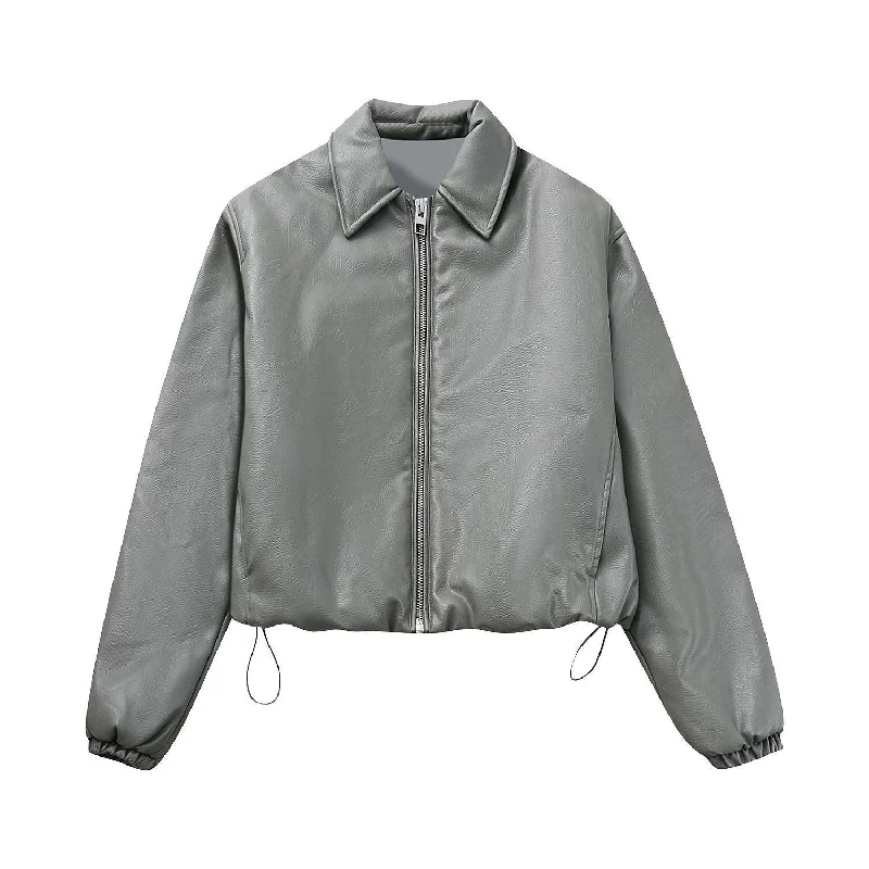 Beautiful Romance European And American Style Imitation Leather Pilot Casual Jacket Coat Beautiful Romance European And American Style Imitation Leather Pilot Casual Jacket Coat
