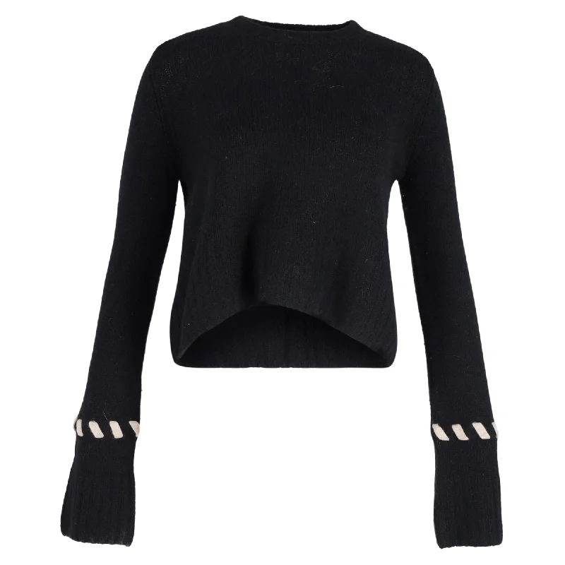 All-Day Comfort Khaite Colette Contrast-Whipstitching Jumper In Black Wool