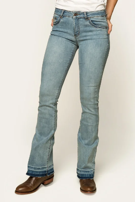 Everyday Comfort Billie Womens Mid-Rise Bootleg Jeans - Light Blue