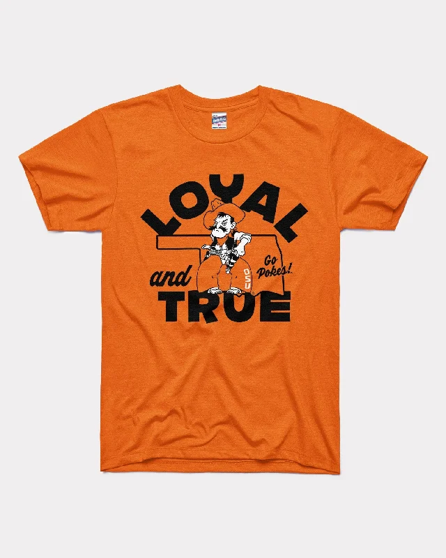 Cozy Shirts Loyal & True Oklahoma State Outline Orange T-Shirt