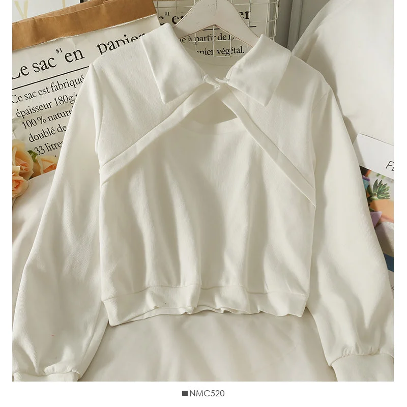 Cool Style Top women's autumn short versatile long sleeve sweater  1875