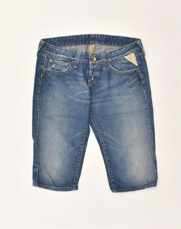 Thin Design REPLAY Womens Low Waist Denim Shorts W29 Medium Blue Cotton