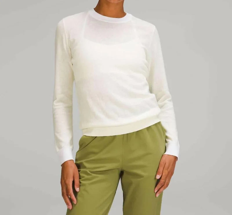 Relaxed Wear Silk Blend Crew Sweater In Lemon Sorbet