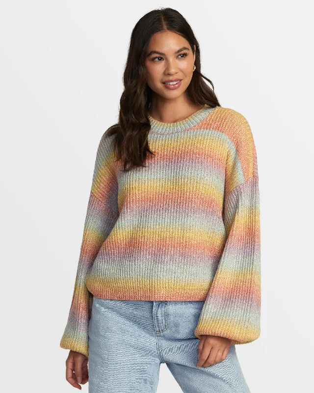 Cute Style Dip In Pullover Sweater - Sky High