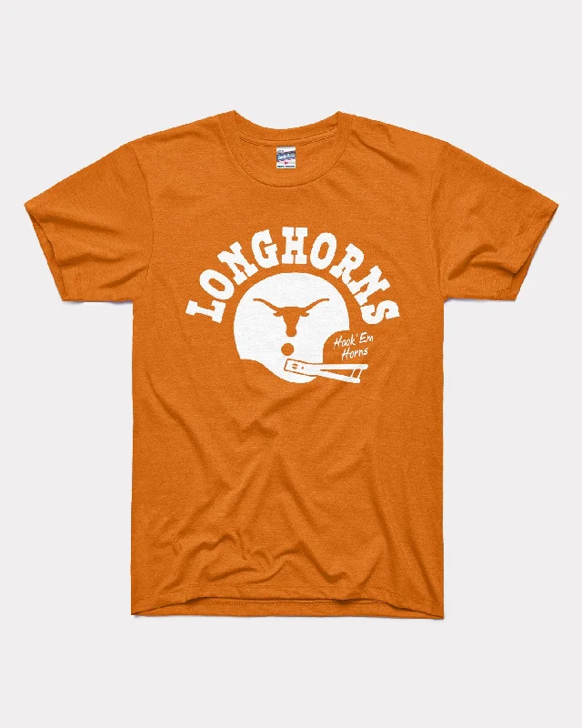 Amazing design Hook 'Em Football Helmet Burnt Orange T-Shirt