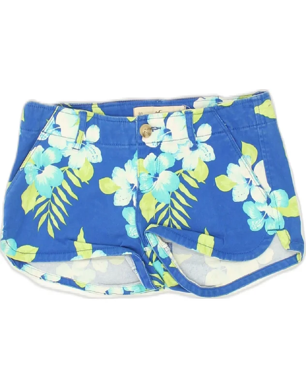 Versatile Style HOLLISTER Womens Low Waist Hot Pants W27 Small  Blue Floral Cotton