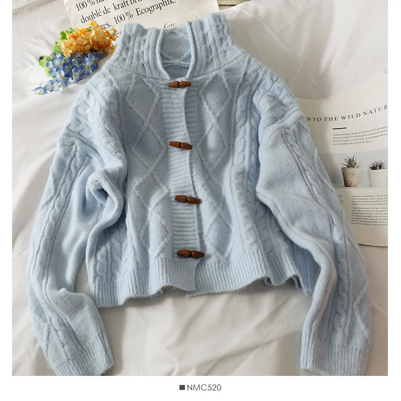 Body Design Plaid linen Lapel Long Sleeve Sweater Top  1897