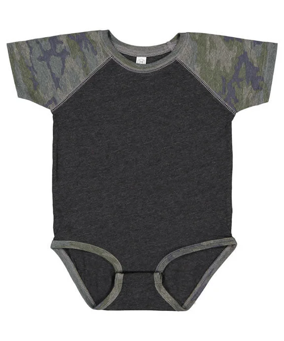 Stylish Ease RS4430 - Rabbit Skins Infant Baseball Bodysuit | Vintage Smoke/Camo