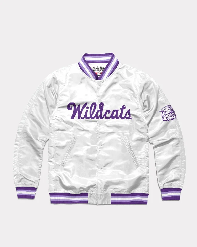 Comfortable Tops K-State Wildcats Script White Varsity Jacket