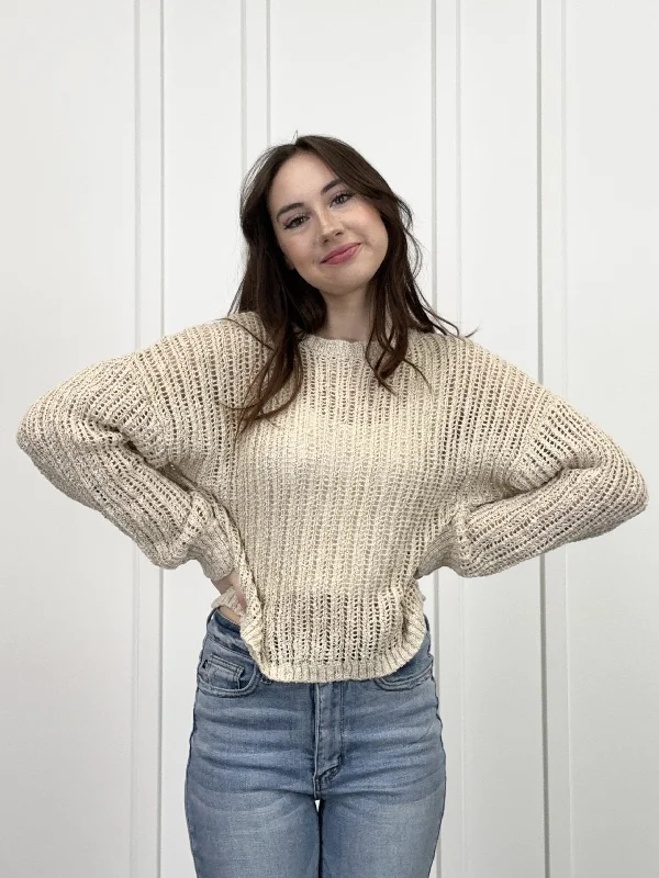 Fashionable And Fashionable Sheer Power Women's Ribbed Drop Shoulder Sweater