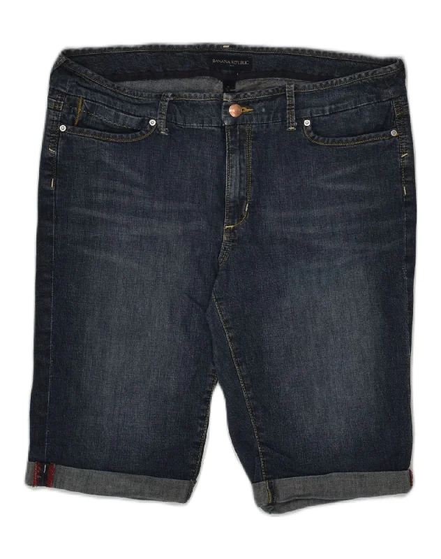 Comfy Pants BANANA REPUBLIC Womens Denim Shorts US 14 XL W34  Navy Blue Cotton