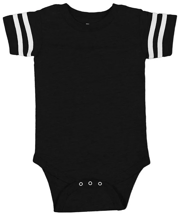 Everyday Style 4437 - Rabbit Skins Infant Football Bodysuit | Black/White