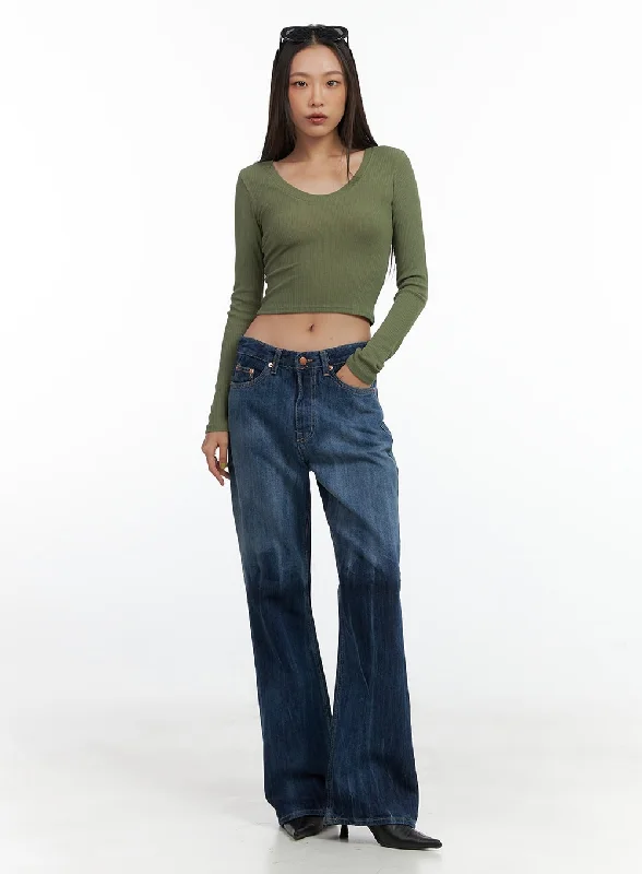 Sports Comfort Style Freya Washed Blue Bootcut Jeans CO424