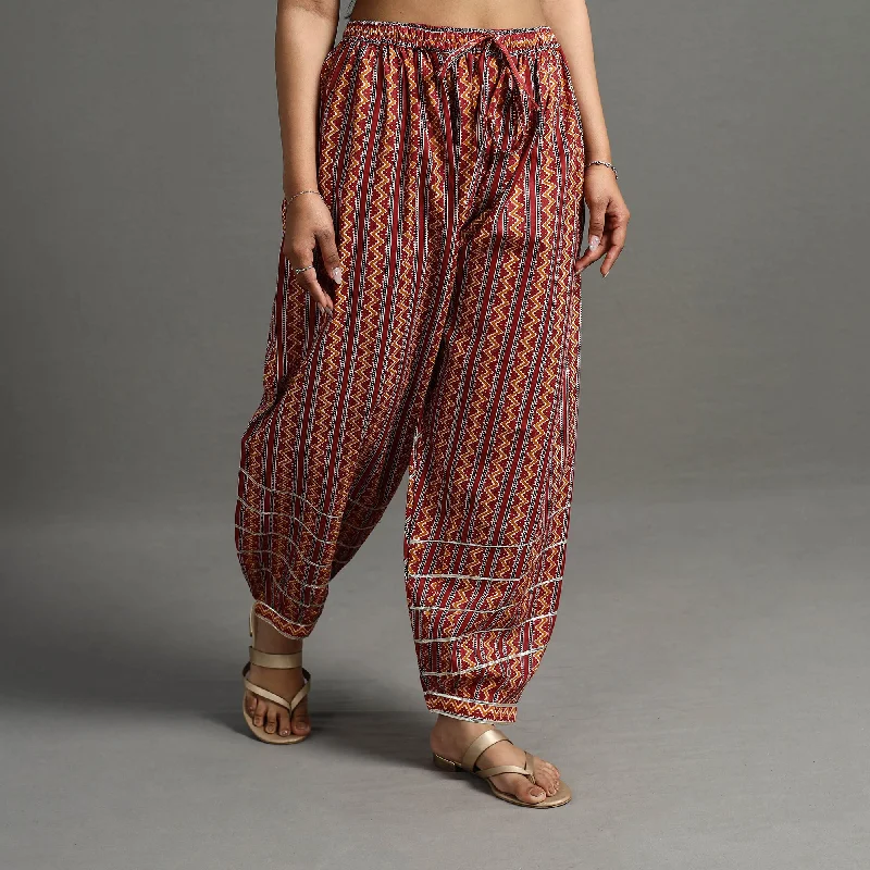 Simple And Comfortable Maroon - Gota Work Cotton Jaipur Afghani Salwar 06