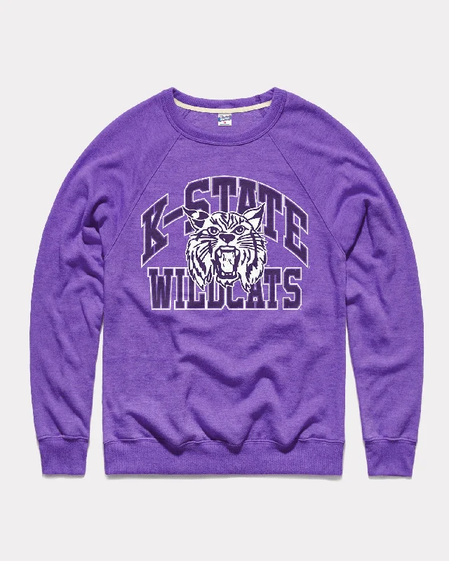 Fashion Expert K-State Wildcats Mascot Arch Purple Crewneck