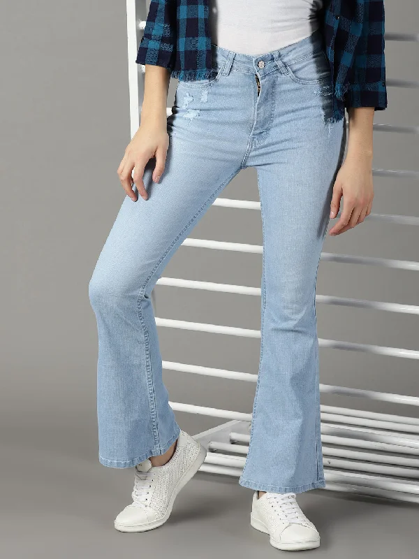 Relaxed Wear Women's Blue Solid Bootcut Denim Jeans