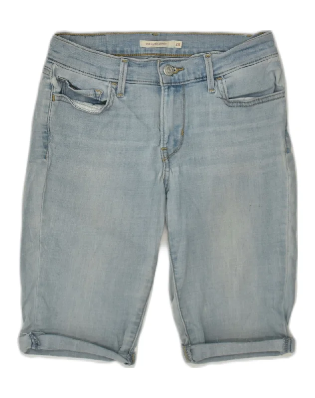 Classic Design LEVI'S Womens 710 Skinny Denim Shorts W28 Medium Blue Cotton