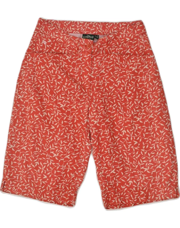 Simple Style CHERVO Womens Casual Shorts US 8 Medium W30 Red Floral Cotton
