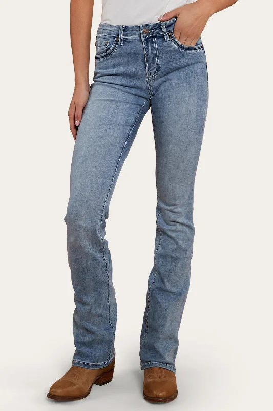 Chic Comfort Caroline Rodeo Womens Mid-Rise Bootleg Jeans - Light Blue