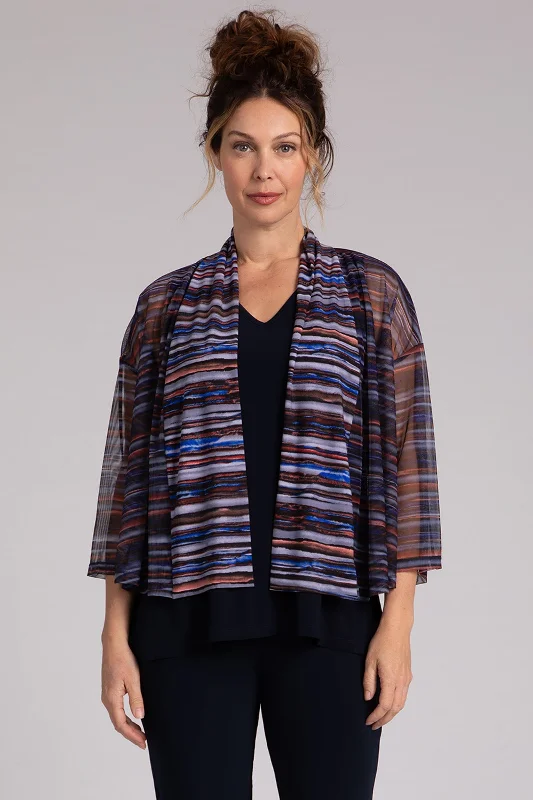 Lazy Style Mesh Mezza Luna Cardigan | Elemental Stripes