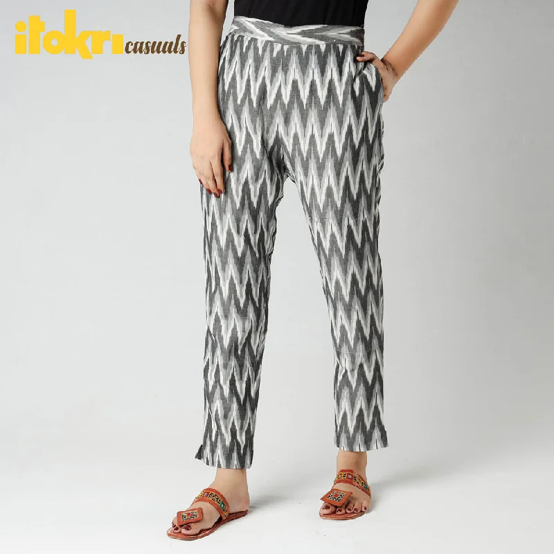 Quality Tailoring Grey - Pochampally Ikat Cotton Tapered Casual Pant for Women