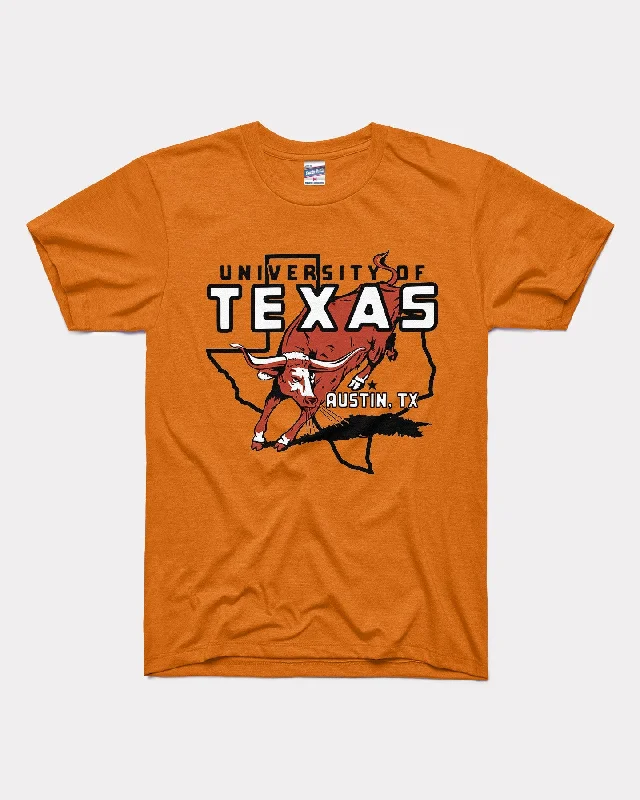 Round neck design Texas Outline UT Longhorns Burnt Orange T-Shirt
