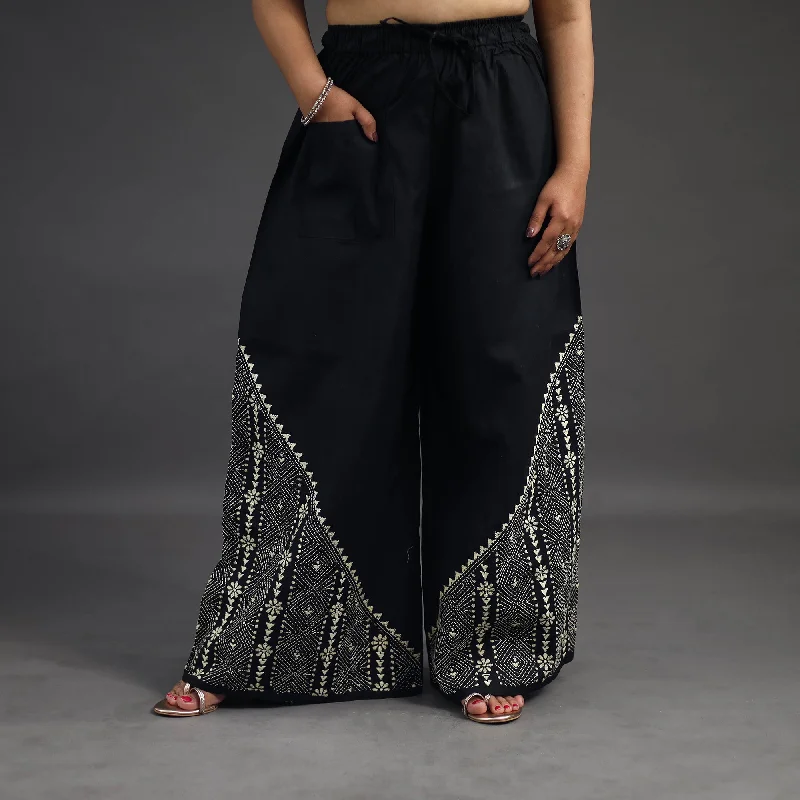 Personal Charm Black - Kantha Hand Embroidery Palazzo in Cotton 21
