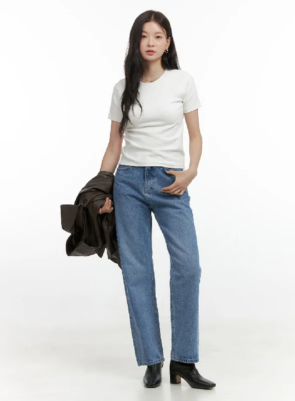 Street Personality Style Piper Classic Straight Leg Jeans OS423
