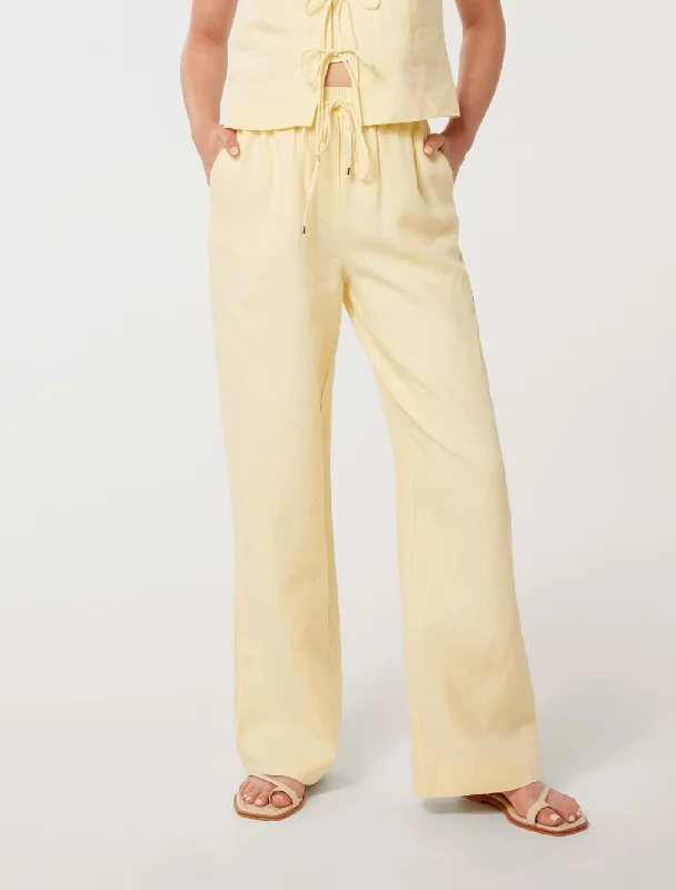 Goddess Outfit Erin Linen Drawstring Straight Leg Pants