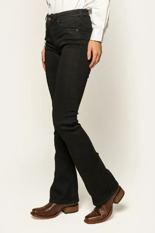 Breathable Style Katherine Womens Mid-Rise Bootleg Jeans - Black