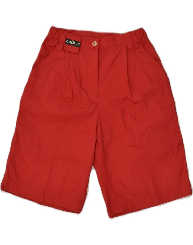 Unique Design CHERVO Womens High Waist Casual Shorts US 8 Medium W28 Red Cotton