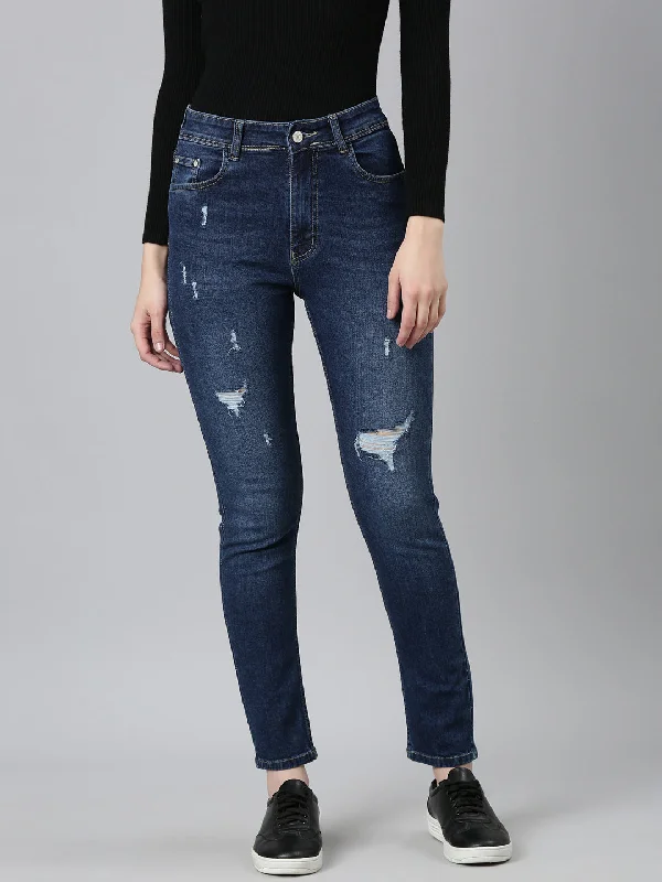 Stylish Comfort Women Blue Solid Regular Fit Denim Jeans