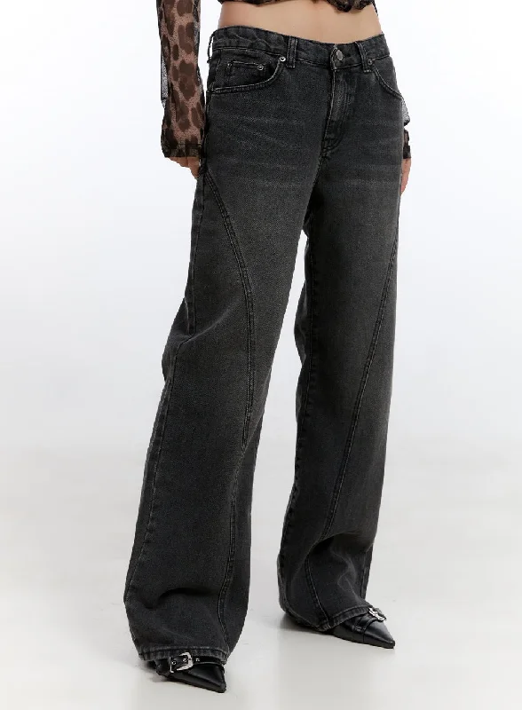 Fashion Trend Clea Denim Stitched Flared Jeans CO431