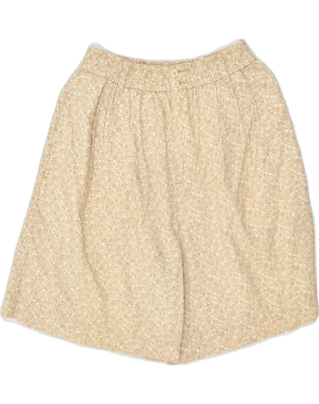 Elegant And Noble VINTAGE Womens Casual Shorts UK 12 Medium W26 Beige Floral Cotton Elegant And Noble VINTAGE Womens Casual Shorts UK 12 Medium W26 Beige Floral Cotton