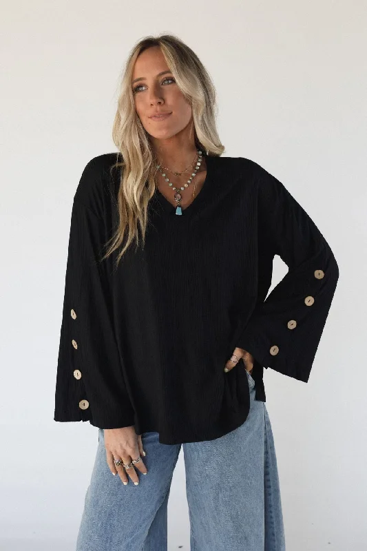High-end Sense The Nest French Cafe Ribbed Knit Sweater Top - Black