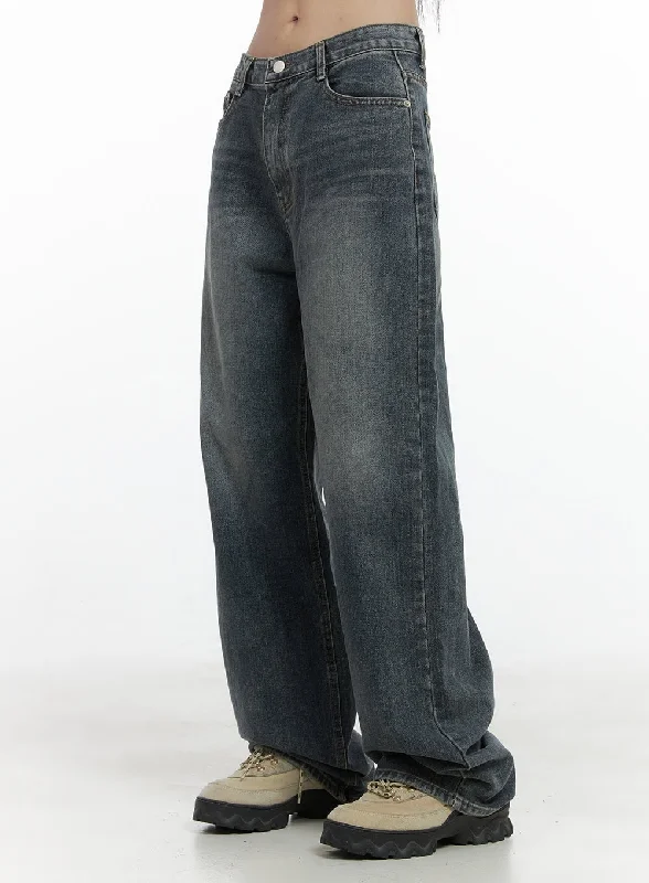 Ethnic Style Mercey Washed Out Wide Leg Jeans OO401