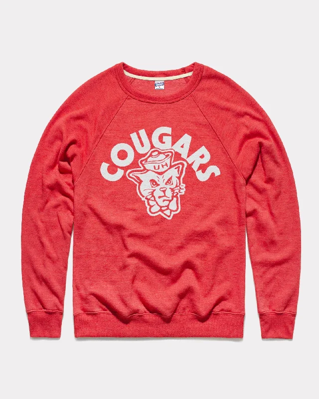 Printed pattern Vintage Cougar Houston Red Crewneck