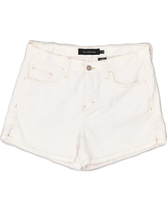 Playful Style CALVIN KLEIN Womens Hot Pants US 10 Large W34 White Cotton