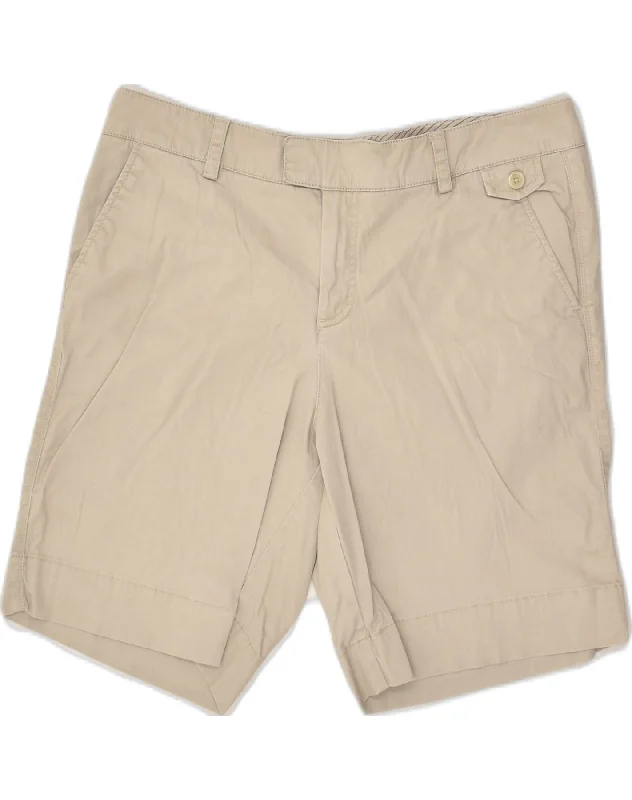 Designer Style DOCKERS Womens Curvy Mid Rise Chino Shorts UK 16 Large W32 Beige Cotton