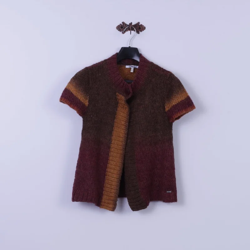 Leisure Sports Steilmann Womens 12 38 Jumper Brown Short Sleeve Acrylic Two Button Top Leisure Sports Steilmann Womens 12 38 Jumper Brown Short Sleeve Acrylic Two Button Top