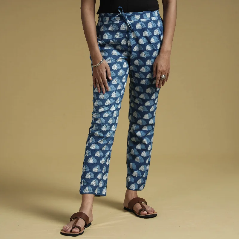 Elegant Temperament Blue - Dabu Block Printing Cotton Pant